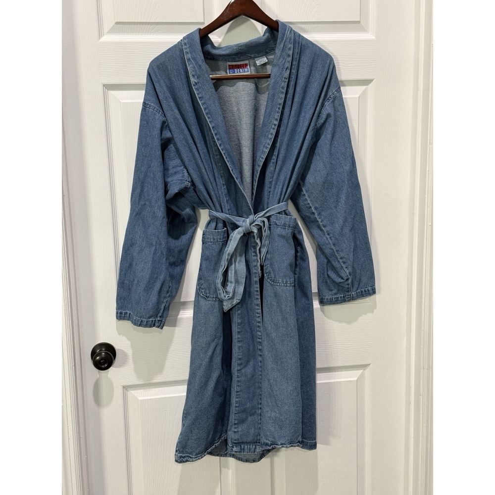 Vtg Sunbelt Sportswear Denim Duster Coat Maxi 100% Cotton 90s One Size See Pics
